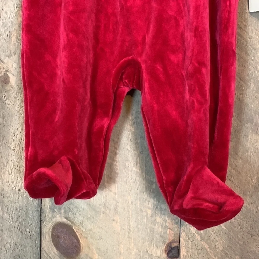 Ralph Lauren red velvet one piece outfit Size 6 Months New with tag